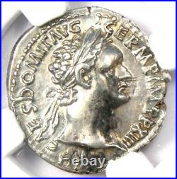 Domitian AR Denarius Silver Roman Coin 81-96 AD Certified NGC AU Rare