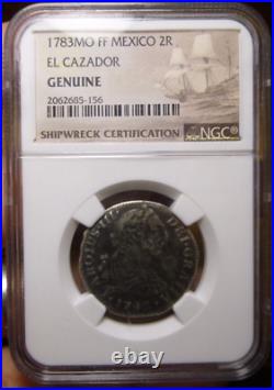 EL CAZADOR SHIPWRECK 1783 MO FF 2R Mexico 2 Reales Silver Coin NGC Certified