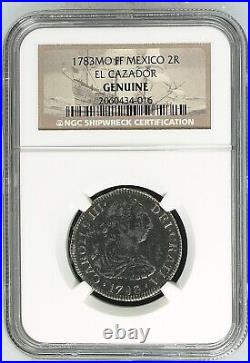 EL CAZADOR SHIPWRECK 1783 MO FF 2R Mexico 2 Reales Silver Coin NGC Certified