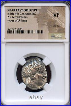 Egypt Athens Athena Owl AR Tetradrachm Silver Coin 5th-4th BC NGC Certified VF