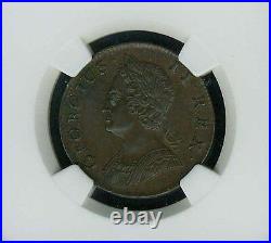 England George II 1744 Half Penny Coin Almost Uncirculated Certified Ngc Au58-bn