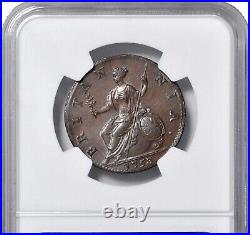 England George II 1753 1/2d Half Penny Coin, Uncirculated Ngc Certified Ms63-bn