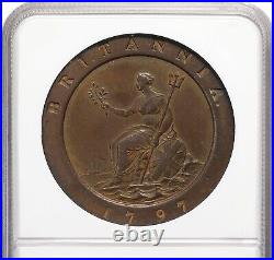 England George III 1797-soho Two Pence Copper Coin, Ngc Certified Au-55-bn