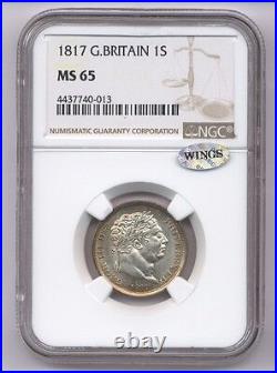 England George III 1817 1 Shilling Silver Coin, Uncirculated Certified Ngc Ms65