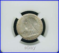 England Victoria 1899 1 Shilling Silver Coin, Uncirculated Certified Ngc Ms64