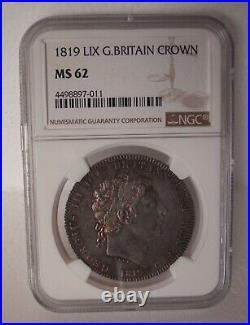 G. B George III One Crown 1819 LIX -km # 675-certified By Ngc Ms 62