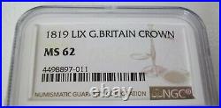 G. B George III One Crown 1819 LIX -km # 675-certified By Ngc Ms 62