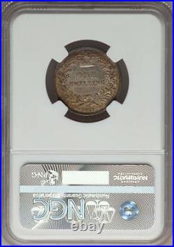 G. B. /england Victoria 1877 Shilling Almost Uncirculated Coin, Ngc Certified Au58