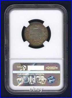 G. B. /england Victoria 1877 Shilling Almost Uncirculated Coin, Ngc Certified Au58