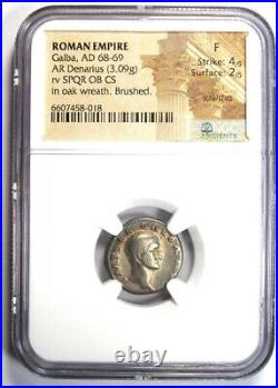 Galba AR Denarius Silver Ancient Roman Coin 68-69 AD Certified NGC Fine
