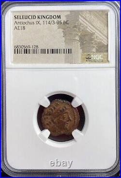 Genuine NGC Certified 114-95 BC Ancient Seleucid Kingdom Coin Antiochus IX AE18