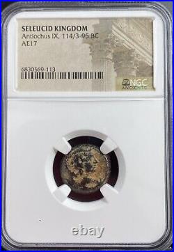 Genuine NGC Certified 114-95 BC Ancient Seleucid Kingdom Coin Antiochus IX AE18