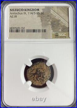 Genuine NGC Certified 114-95 BC Ancient Seleucid Kingdom Coin Antiochus IX AE18