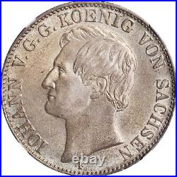 Germany Saxony Johann V 1859-f Taler/thaler Silver Coin, Ngc Certified Ms63