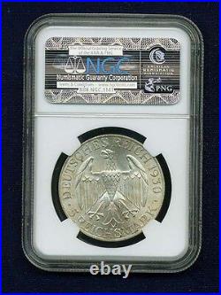 Germany Weimar Rep. 1930-f 5 Reichsmark Graf Zeppelin Coin, Certified Ngc Ms64