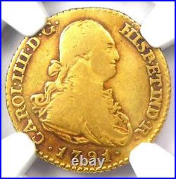 Gold 1791 Spain Charles IV Escudo Gold Coin 1E Certified NGC VF20 Rare