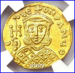 Gold Constantine V & Leo IV AV Solidus Gold Coin 750-775 AD Certified NGC AU