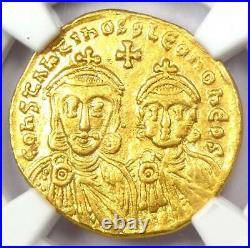 Gold Constantine V & Leo IV AV Solidus Gold Coin 750-775 AD Certified NGC AU