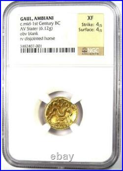Gold Gaul Ambiani AV Stater Gold Horse Coin 100 BC Certified NGC XF (EF)
