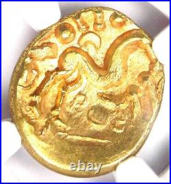 Gold Gaul Ambiani AV Stater Gold Horse Coin 50 BC Certified NGC AU Rare