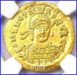 Gold Leo I AV Solidus Gold Roman Coin 457-474 AD. Certified NGC Choice AU Rare
