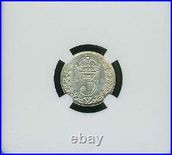 Great Britain Edward VII 1908 Threepence Coin Uncirculated, Certified Ngc Ms65