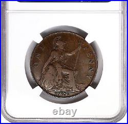 Great Britain George V 1926 1 Penny Coin, Modified Bust, Ngc Certified Vf30-bn