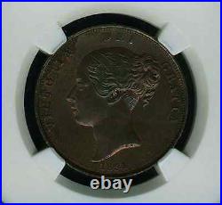 Great Britain Victoria 1854 Penny, Uncirculated, Certified Ngc Ms64-bn