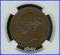 Great Britain Victoria 1858/3 1 Penny Coin, Uncirculated, Certified Ngc Ms64-bn