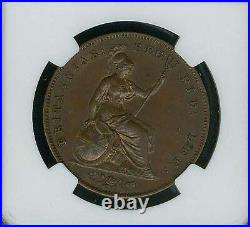 Great Britain Victoria 1858/3 1 Penny Coin, Uncirculated, Certified Ngc Ms64-bn