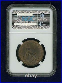 Great Britain Victoria 1874-h Penny Coin, Uncirculated, Certified Ngc Ms63-rb