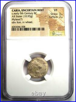 Greek Caria Mylasa AR Stater Silver Lion Coin 400 BC Certified NGC VF