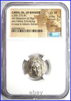 Greek Caria Rhodes AR Didrachm Silver Coin 305 BC Certified NGC Choice VF