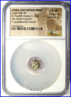 Greek Ionia EL 1/12 Stater Horse Hemihekte Coin 500 BC Certified NGC Choice VF
