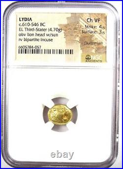 Greek Lydia Lion EL Third Stater Trite Coin 610 BC Certified NGC Choice VF