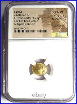 Greek Lydia Lion EL Third Stater Trite Coin 610 BC Certified NGC Choice VF