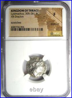 Greek Thrace Lysimachus Alexander AR Drachm Coin 305-281 BC Certified NGC Fine