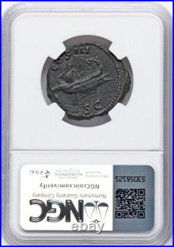 Hadrian 117-138 AD, 5/5 GALLEY TRIREME SHIP, Roman Empire AE As Coin NGC, Ch VF