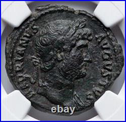 Hadrian 117-138 AD, 5/5 GALLEY TRIREME SHIP, Roman Empire AE As Coin NGC, Ch VF