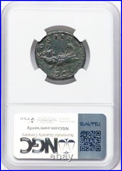 Hadrian 117-138 AD GALLEY TRIREME SHIP BOAT, Roman Empire AE As Coin NGC, Ch VF