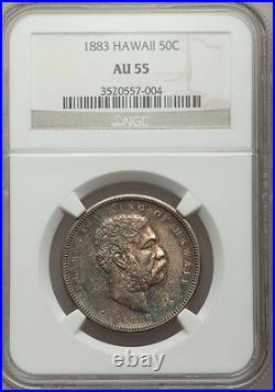 Hawaii Kalakaua I 1883 Half-dollar Coin Almost Uncirculated, Certified Ngc Au55