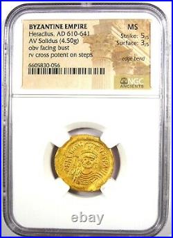 Heraclius AV Solidus Gold Byzantine Coin 610-641 AD Certified NGC MS (UNC)