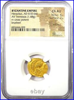 Heraclius Gold AV Tremissis Gold Byzantine Coin 610 AD Certified NGC Choice AU