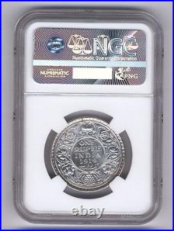 India British George V 1919-(b) 1 Rupee Silver Coin, Certified Ngc Ms64