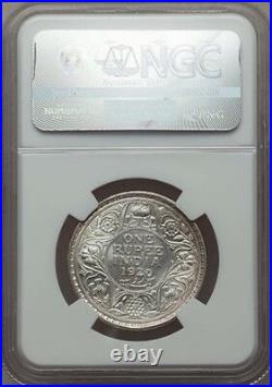 India British King George V 1920-(b) 1 Rupee Silver Coin, Certified Ngc Ms63