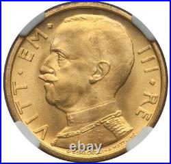 Italy 1931-r Yr. IX 50 Lire Gem Uncirculated Gold Coin, Ngc Certified Ms65