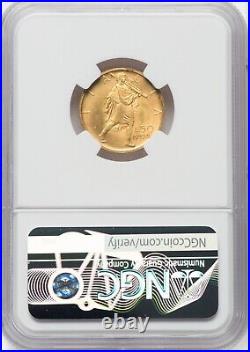 Italy 1932-r Yr. X 50 Lire Uncirculated Gold Coin, Ngc Certified Ms63