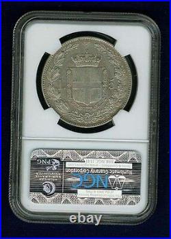 Italy Kingdom 1879-r 5 Lire Coin, Almost Uncirculated, Ngc Certified Au53