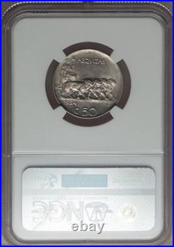 Italy Kingdom 1924-r 50 Centesimi Almost Uncirculated Coin, Ngc Certified Au58