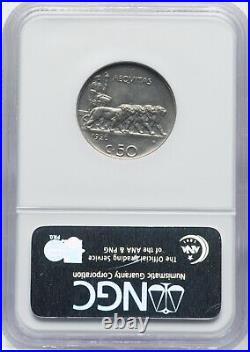 Italy Kingdom 1926-r 50 Centesimi Coin, Ngc Certified Ms62, Key Date, Plain Edge